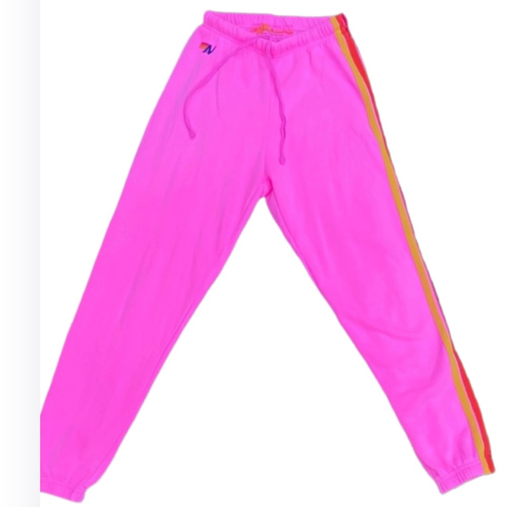 Aviator Nation 5 stripe neon pink sweatpants